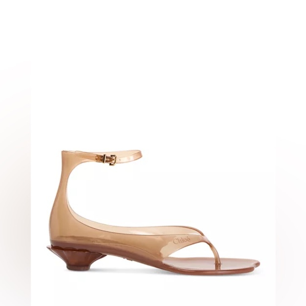 Chloe Brown Sandals Elegant Leather Straps - Picture 4 of 10